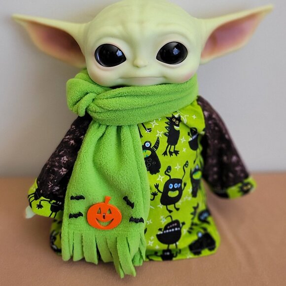 Halloween Monsters 2pc. Outfit & Scarf set for 11" Mattel Child Grogu Yoda dolls - Picture 2 of 5